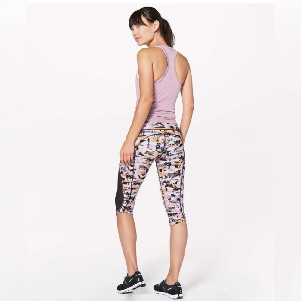 Lululemon Sun Runner Crop Inversion Multi Color Cropped Leggings
